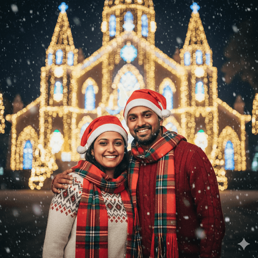 Couple celebrating Christmas