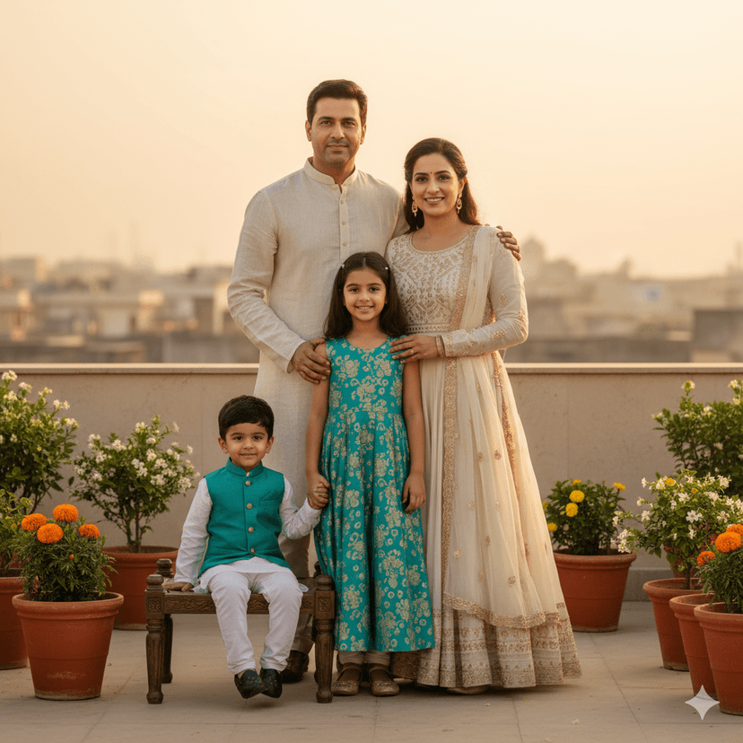 family members standing for a group photo