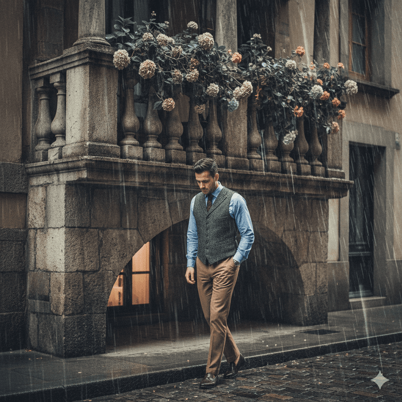 A rainy vintage editorial